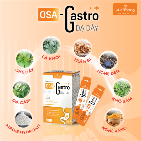 Osa Gastro - Siro Hỗ Trợ Giảm Viêm Loét Dạ Dày, Tá Tràng - Hộp 20 Gói 15ml, Trung Hòa Acid, Giảm Đầy Bụng, Ợ Chua