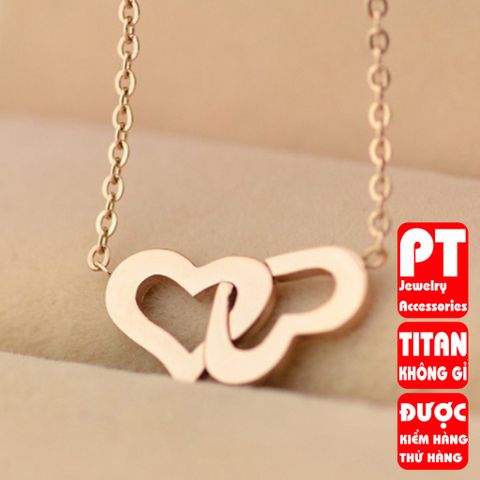Dây Chuyền Titan 2 Trái Tim Cao Cấp - Phong Cách Thời Trang Nam, Bền Chắc, An Toàn Cho Da, Quà Tặng Ý Nghĩa
