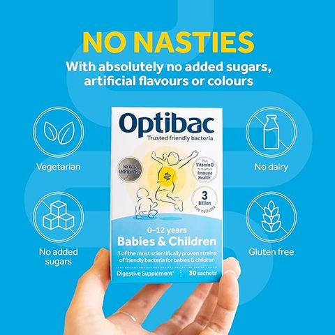 Men Vi Sinh Optibac Cho Trẻ - 30 Gói Hỗ Trợ Tiêu Hóa và Tăng Cường Đề Kháng Tự Nhiên cho Trẻ Sơ Sinh và Trẻ Nhỏ