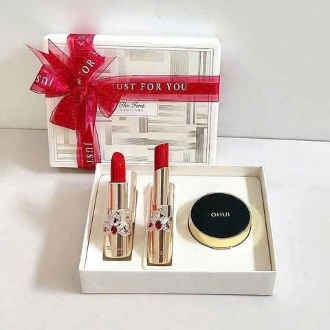 Bộ Son Ohui The First và Phấn Nước Mini - Trang Điểm Mềm Mịn, Bé Mặt Rạng Rỡ, Chăm Sóc Da Từ Hàn Quốc