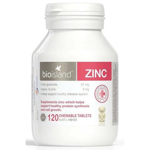Viên nhai bổ sung Kẽm Zinc BioIsland Úc cho trẻ từ 1 tuổi, tăng cường miễn dịch, 120 viên ngon miệng, hỗ trợ phát triển sức khỏe toàn diện