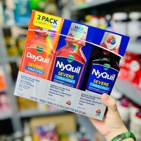 Set 3 Chai Siro Cảm Cúm Vicks Dayquil Nyquil Severe - Giảm Cảm Nhanh, Hỗ Trợ Miễn Dịch, Thoải Mái Ngay Trong Mùa Lạnh
