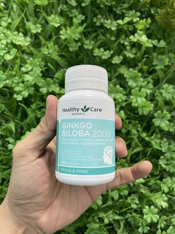 Viên Uống Ginkgo Biloba Healthy Care 2000mg 100 Viên - Tăng Cường Tuần Hoàn Não, Hỗ Trợ Tinh Thần và Tình Trạng Tinh Tế