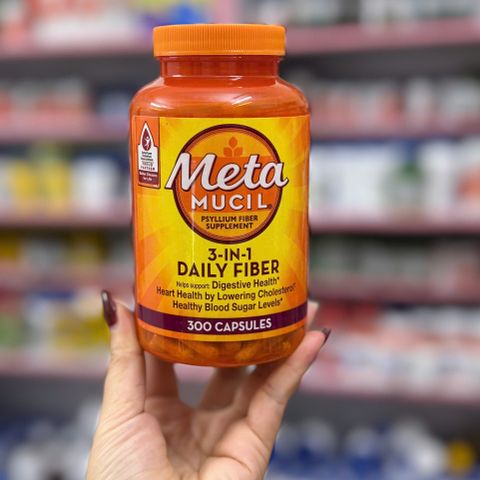 Meta Mucil 3-in-1 Daily Fiber - 100% Hàng Mỹ, men Tiêu Hóa, Tim Mạch và Đường Huyết - 300 Viên Nang Bổ Sung Chất Xơ