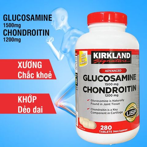 Viên uống Glucosamine 1500mg Kirkland Mỹ - 280 viên hỗ trợ sức khỏe xương khớp, cải thiện linh hoạt và giảm đau nhức khớp