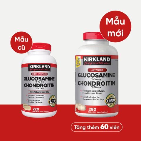 Viên uống Glucosamine 1500mg Kirkland Mỹ - 280 viên hỗ trợ sức khỏe xương khớp, cải thiện linh hoạt và giảm đau nhức khớp