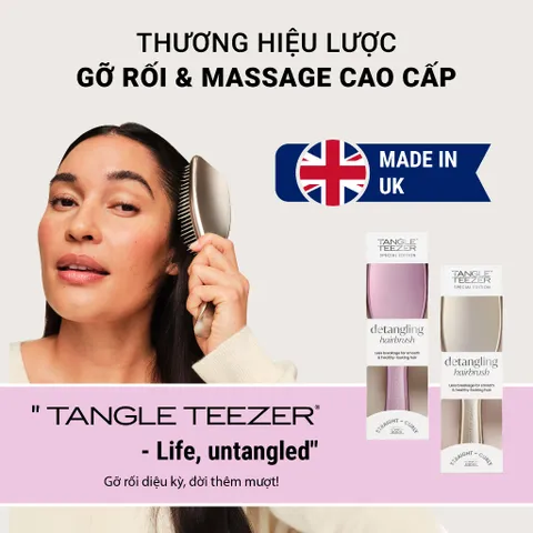 Lược Gỡ Rối Tangle Teezer The Ultimate Detangler Chrome - Phiên Bản Cao Cấp, Chăm Sóc Tóc Thẳng Đến Xoăn, Giảm Gãy Rụng