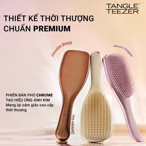 Lược Gỡ Rối Tangle Teezer The Ultimate Detangler Chrome - Phiên Bản Cao Cấp, Chăm Sóc Tóc Thẳng Đến Xoăn, Giảm Gãy Rụng