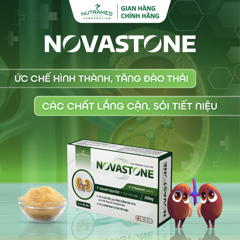 Viên uống Novastone - Hỗ trợ giảm nguy cơ sỏi tiết niệu, tăng cường đào thải chất lắng cặn, 30 viên thực phẩm chức năng bổ trợ tiết niệu.
