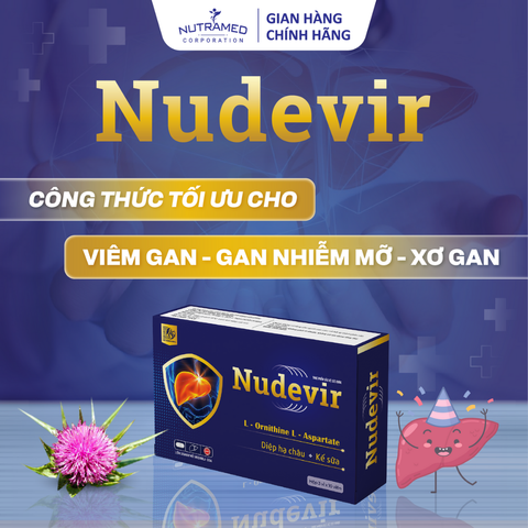 Viên uống Nudevir hỗ trợ chức năng gan khỏe mạnh - Giải độc gan, tăng cường sức khỏe cho người bị viêm gan, xơ gan (30 viên)