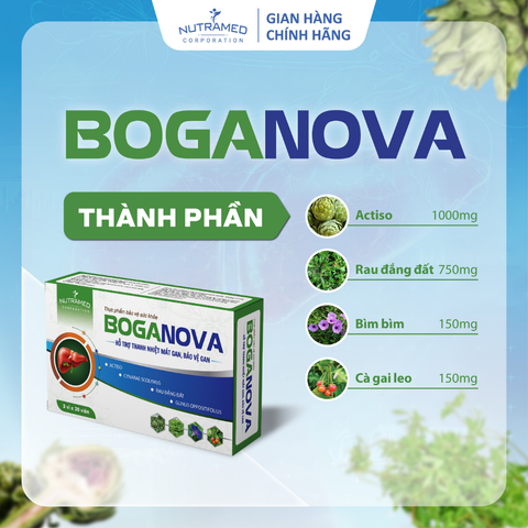 Viên uống Boganova hỗ trợ bảo vệ gan, cải thiện chức năng gan cho người lớn và trẻ em trên 6 tuổi - 60 viên