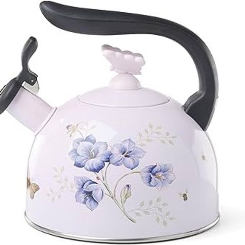 Ấm Đun Nước Bếp Từ Lenox Butterfly Meadow 2.3L - Bình Siêu Tốc Trang Trí Hình Bướm Sang Trọng, Giặt Tay Bảo Quản