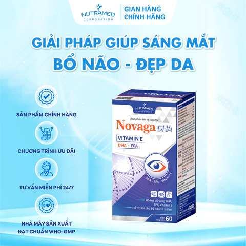 Viên uống Novaga DHA hỗ trợ sáng mắt, bổ não, đẹp da (60 viên)