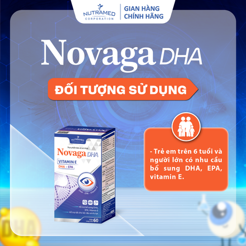 Viên uống Novaga DHA hỗ trợ sáng mắt, bổ não, đẹp da (60 viên)