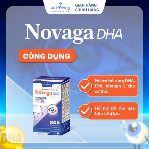 Viên uống Novaga DHA hỗ trợ sáng mắt, bổ não, đẹp da (60 viên)