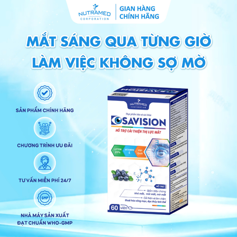 Viên uống Osavision hỗ trợ tăng cường thị lực giảm khô mắt, mỏi mắt, nhìn mờ (60 viên)