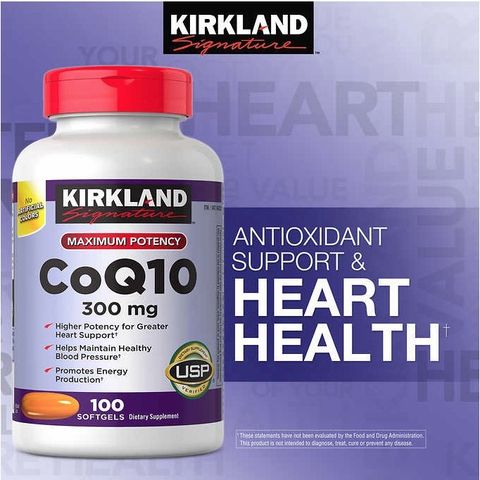 Viên uống Kirkland CoQ10 300mg - Hỗ trợ sức khỏe tim mạch, 100 viên, sản phẩm chính hãng từ Mỹ