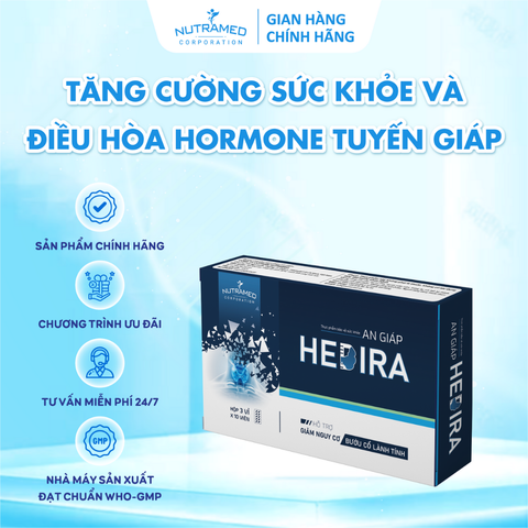 Viên uống An Giáp Hedira 30 viên - Hỗ trợ tăng cường sức khỏe tuyến giáp và điều hòa hormone - Thực phẩm chức năng Nutramed