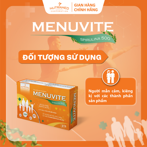 Viên Uống Menuvite Spirulina 500 - Bổ Sung Đạm Thực Vật, Vitamin Nhóm B, Tăng Cường Sức Đề Kháng Cho Người Mệt Mỏi, Căng Thẳng