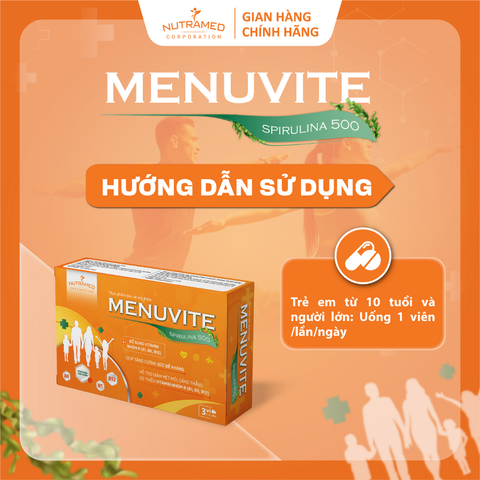 Viên Uống Menuvite Spirulina 500 - Bổ Sung Đạm Thực Vật, Vitamin Nhóm B, Tăng Cường Sức Đề Kháng Cho Người Mệt Mỏi, Căng Thẳng