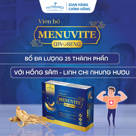 Viên Uống Menuvite Ginseng Hỗ Trợ Tăng Cường Sức Đề Kháng, Bồi Bổ Cơ Thể (30 Viên) - Vitamin Và Khoáng Chất Thiết Yếu