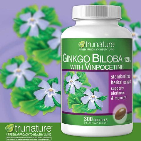 Viên uống bổ não Trunature Ginkgo Biloba with Vinpocetine 300 viên - Tăng cường trí nhớ và khả năng tư duy hiệu quả!