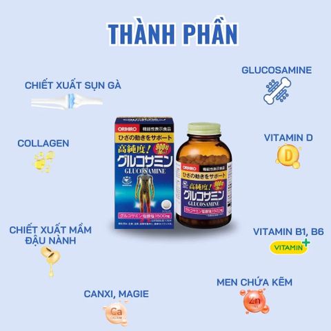 Viên Uống Glucosamine Nhật Bản Orihiro 1500mg (900 viên) - Hỗ Trợ Sức Khỏe Khớp Xương, Dẻo Dai Cho Người Lớn Tuổi