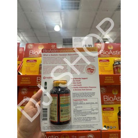 Viên Uống Chống Oxy Hóa BioAstin Hawaiian Astaxanthin 12mg - 120 Viên Hỗ Trợ Sức Khỏe Da, Mắt, Tim Mạch, Phục Hồi Sau Tập Luyện