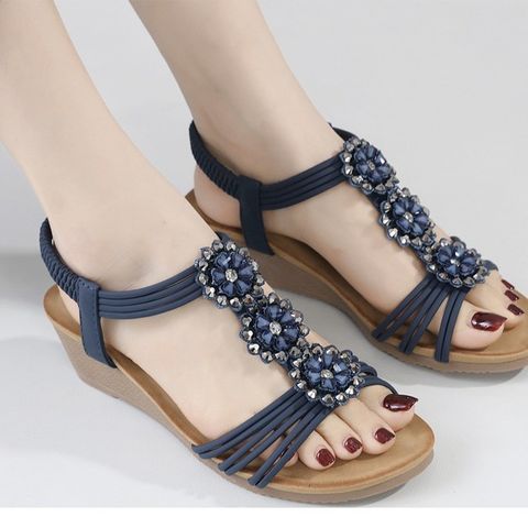 Xăng Đan Nữ Đế Xuồng SIKETU Cao 5.5Cm Êm Nhẹ Quai Đính Đá Hình Bông Hoa Sang Trọng - Giày Đi Làm, Đi Chơi, Dự Tiệc