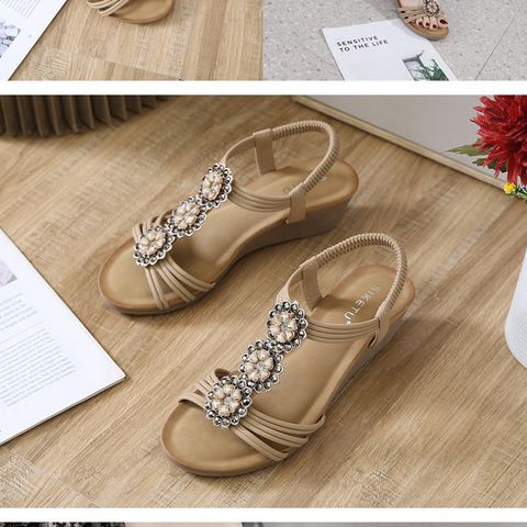 Xăng Đan Nữ Đế Xuồng SIKETU Cao 5.5Cm Êm Nhẹ Quai Đính Đá Hình Bông Hoa Sang Trọng - Giày Đi Làm, Đi Chơi, Dự Tiệc