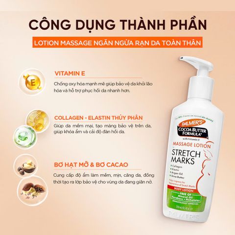 Lotion Palmer's Cocoa Butter Giảm Rạn Da 250ml - Dưỡng ẩm Sâu, An Toàn Cho Phụ Nữ Mang Thai và Sau Sinh
