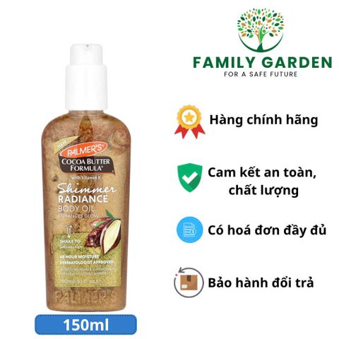 Dầu Dưỡng Thể Nhũ Palmer's Cocoa Butter Formula Shimmer Radiance Body Oil 150ml - Dưỡng Ẩm & Tạo Hiệu Ứng Ánh Sáng Rạng Rỡ