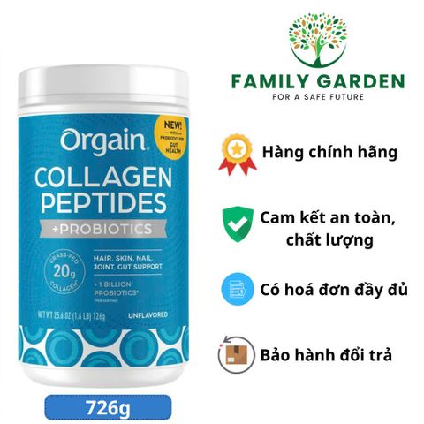 Bột Collagen Thủy Phân Orgain Peptides + Probiotics Hỗ Trợ Da, Tóc, Khớp - 726g Hàng Costco Mỹ 438314