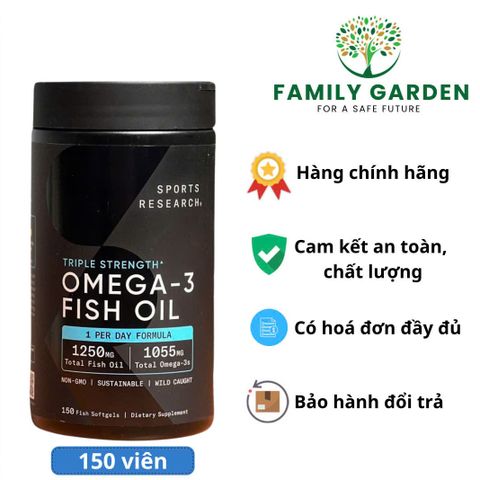 Dầu cá Omega 3 SR - Hỗ trợ sức khỏe tim mạch và chức năng não - Hộp 150 viên tinh khiết Mỹ