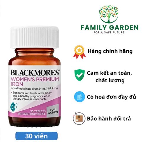 Viên uống bổ sung sắt Blackmores Women’s Premium Iron 30 viên - Hỗ trợ ngừa thiếu máu cho phụ nữ, tăng cường sức khỏe và năng lượng.