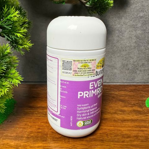Viên Uống Hỗ Trợ Da và Nội Tiết Nature’s Way Evening Primrose Oil 1000mg - Giảm Triệu Chứng PMS, Khỏe Da, Hỗ Trợ Tốt Cho Sức Khỏe Tổng Thể (60 viên)