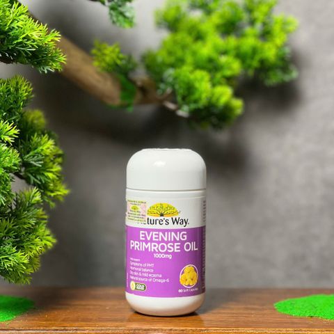 Viên Uống Hỗ Trợ Da và Nội Tiết Nature’s Way Evening Primrose Oil 1000mg - Giảm Triệu Chứng PMS, Khỏe Da, Hỗ Trợ Tốt Cho Sức Khỏe Tổng Thể (60 viên)