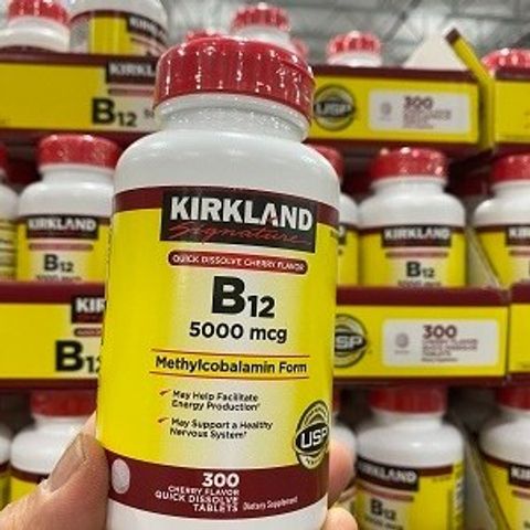 Viên uống bổ sung Vitamin B12 5000 mcg Kirkland - Hỗ trợ năng lượng, cải thiện tâm trạng, 300 viên chất lượng cao từ Mỹ