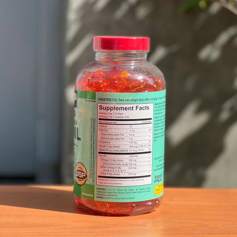 Viên Uống Dầu Cá Alaska Kirkland 1400 mg - Hỗ Trợ Tim Mạch, Mắt, Não Bộ - Omega-3 Cho Phụ Nữ Và Người Cao Tuổi (230 Viên)