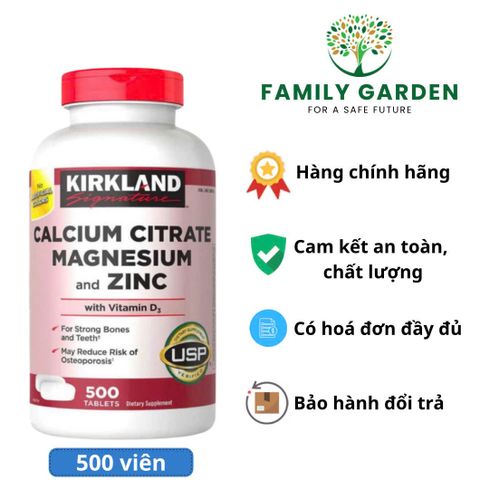Viên Uống Canxi Kirkland 500 Viên - Hỗ Trợ Xương và Răng Chắc Khỏe, Bổ Sung Khoáng Chất Thiết Yếu Tại Mỹ