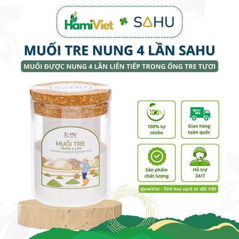 Muối Tre 4 Lần Sahu - 100% Muối Biển Tự Nhiên, Nguyên Liệu Nấu Ăn Chất Lượng Cao, Hương Vị Đậm Đà, An Toàn Cho Sức Khỏe