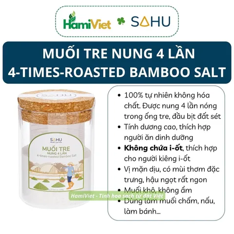 Muối Tre 4 Lần Sahu - 100% Muối Biển Tự Nhiên, Nguyên Liệu Nấu Ăn Chất Lượng Cao, Hương Vị Đậm Đà, An Toàn Cho Sức Khỏe