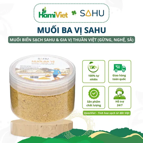Muối Ba Vị Sahu - Gia Vị Nấu Ăn Từ 100% Muối Biển Tự Nhiên, Không Hóa Chất, Hương Vị Nguyên Chất Cho Bữa Ăn Thêm Phong Phú