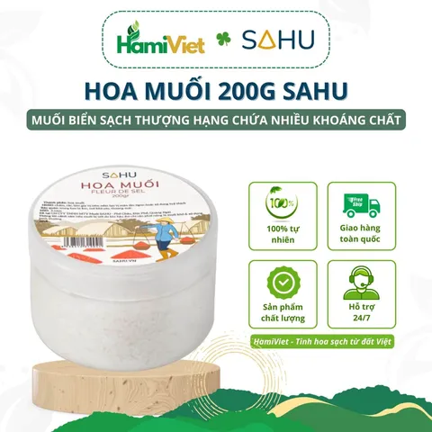 Hoa muối Sahu 200g làm từ 100% muối biển sạch tự nhiên làm theo phương pháp truyền thống