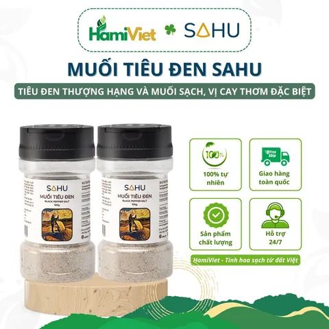 Muối Tiêu Đen Sahu 100g - Muối Biển Tự Nhiên & Tiêu Tiên Phước Thượng Hạng, Gia Vị Ngon, Hương Vị Truyền Thống Việt Nam
