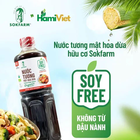 Nước Tương Mật Hoa Dừa Organic Sokfarm - Không Đậu Nành, Ít Muối, Tự Nhiên, Nước Chấm Thích Hợp Mọi Lứa Tuổi, Sức Khỏe Hàng Đầu