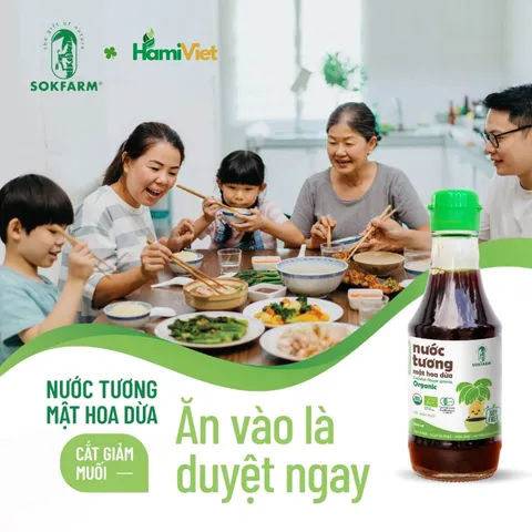 Nước Tương Mật Hoa Dừa Organic Sokfarm - Không Đậu Nành, Ít Muối, Tự Nhiên, Nước Chấm Thích Hợp Mọi Lứa Tuổi, Sức Khỏe Hàng Đầu