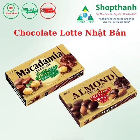 Socola Lotte Macadamia & Hạnh Nhân Nhật Bản – Hạt Giòn Béo Ngậy, Ngọt Thanh, Hộp Sang Trọng – Quà Tặng Hoàn Hảo