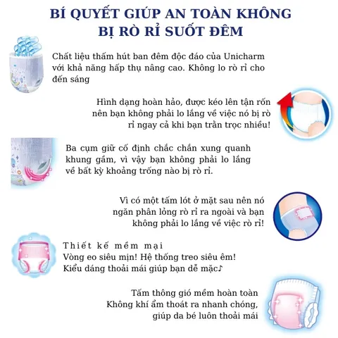 Tã Bỉm Mamypoko Ban Đêm Chống Tràn Mềm Mại - Thấm Hút Tốt Giúp Bé Ngủ Ngon, Nội Địa Nhật Bản, Nhiều Size Tuỳ Chọn