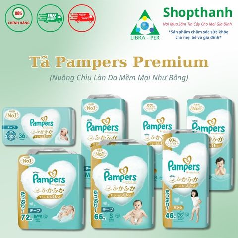 Tã Dán Pampers Premium Nhật Bản - Siêu Mỏng, Siêu Mềm, Khô Thoáng 360° - An Toàn Cho Da Nhạy Cảm Trẻ Nhỏ